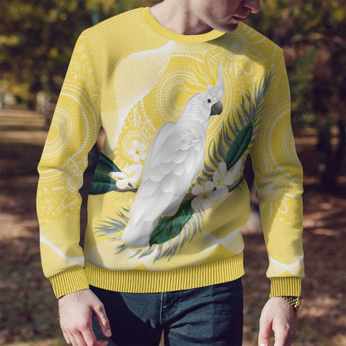 Australia Cacatua Galerita Ugly Christmas Sweater Sulphur-Crested Cockatoo - Aboriginal Art