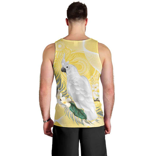 Australia Cacatua Galerita Men Tank Top Sulphur-Crested Cockatoo - Aboriginal Art