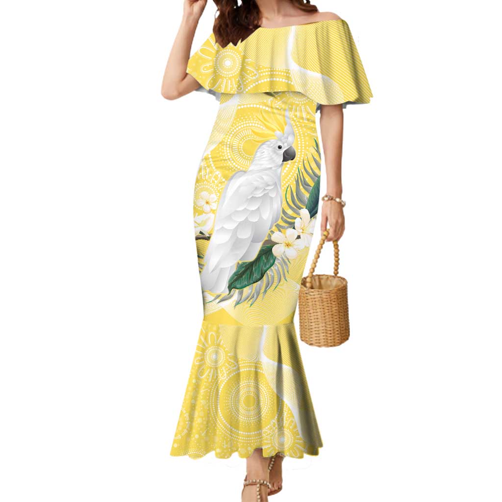 Australia Cacatua Galerita Mermaid Dress Sulphur-Crested Cockatoo - Aboriginal Art