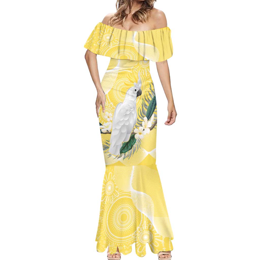 Australia Cacatua Galerita Mermaid Dress Sulphur-Crested Cockatoo - Aboriginal Art