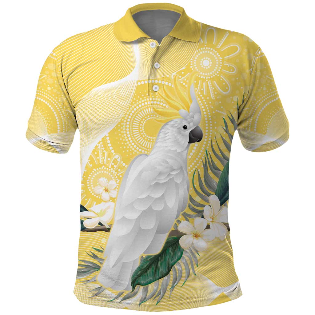 Australia Cacatua Galerita Polo Shirt Sulphur-Crested Cockatoo - Aboriginal Art