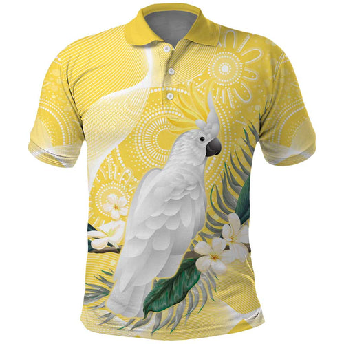 Australia Cacatua Galerita Polo Shirt Sulphur-Crested Cockatoo - Aboriginal Art