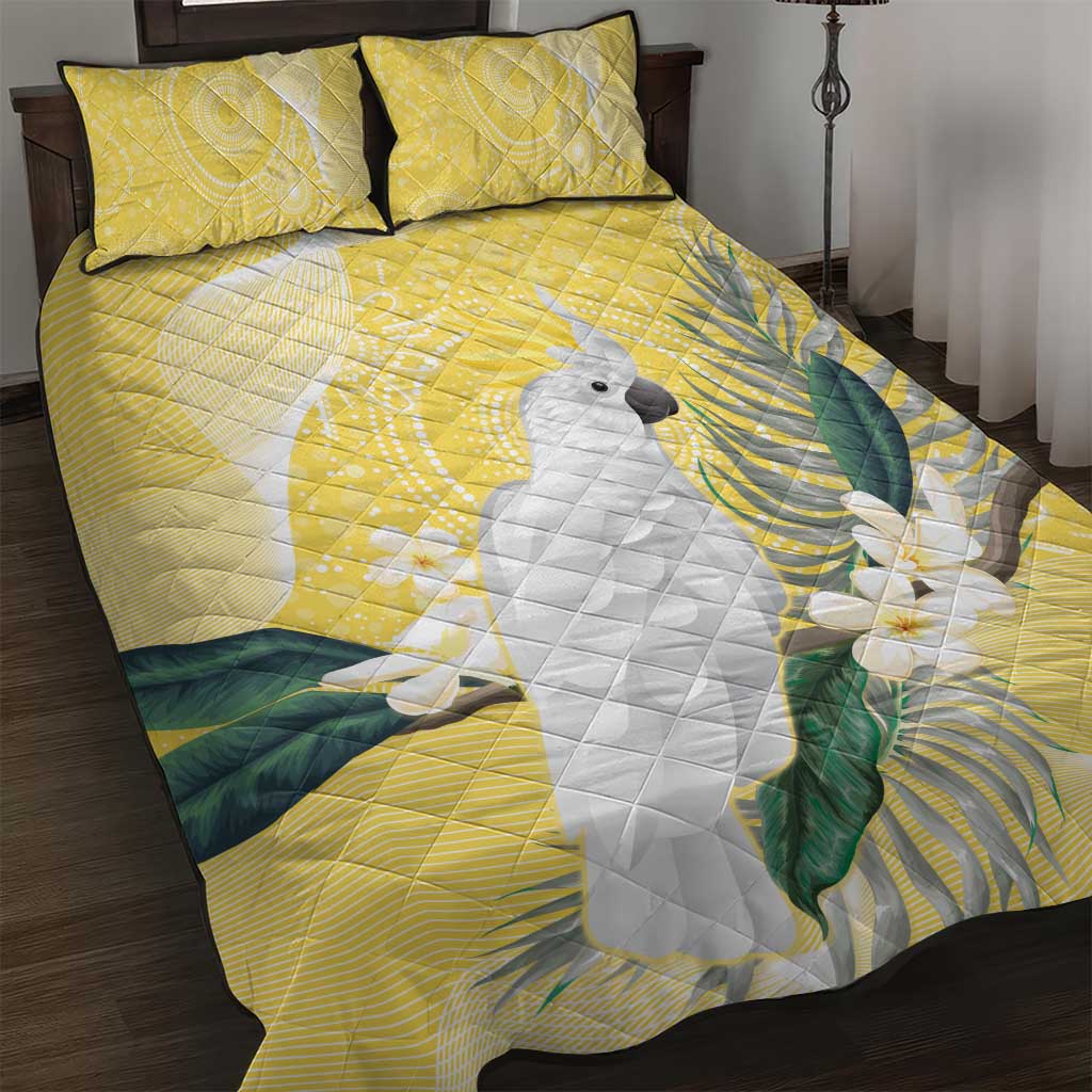 Australia Cacatua Galerita Quilt Bed Set Sulphur-Crested Cockatoo - Aboriginal Art