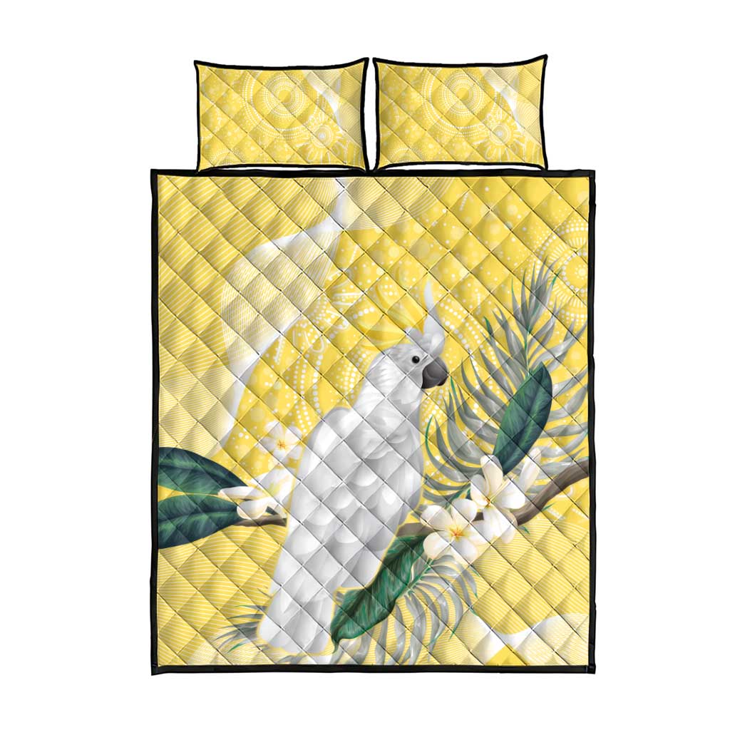 Australia Cacatua Galerita Quilt Bed Set Sulphur-Crested Cockatoo - Aboriginal Art