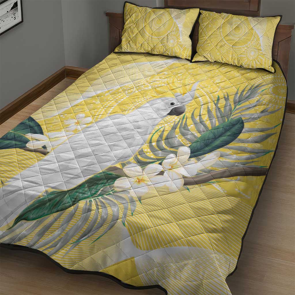 Australia Cacatua Galerita Quilt Bed Set Sulphur-Crested Cockatoo - Aboriginal Art