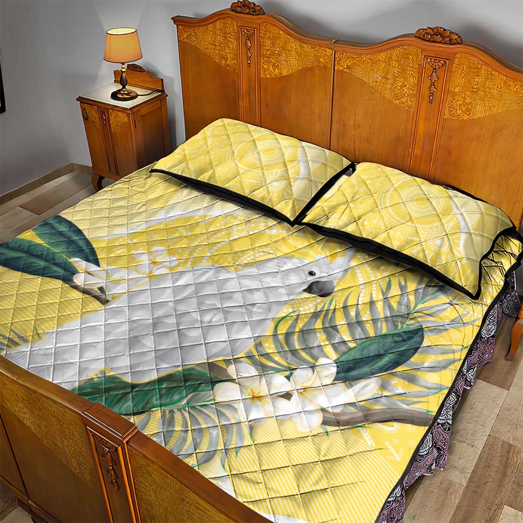Australia Cacatua Galerita Quilt Bed Set Sulphur-Crested Cockatoo - Aboriginal Art