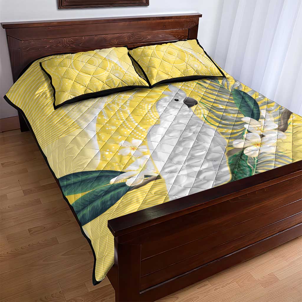 Australia Cacatua Galerita Quilt Bed Set Sulphur-Crested Cockatoo - Aboriginal Art
