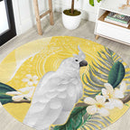 Australia Cacatua Galerita Round Carpet Sulphur-Crested Cockatoo - Aboriginal Art