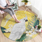 Australia Cacatua Galerita Round Carpet Sulphur-Crested Cockatoo - Aboriginal Art