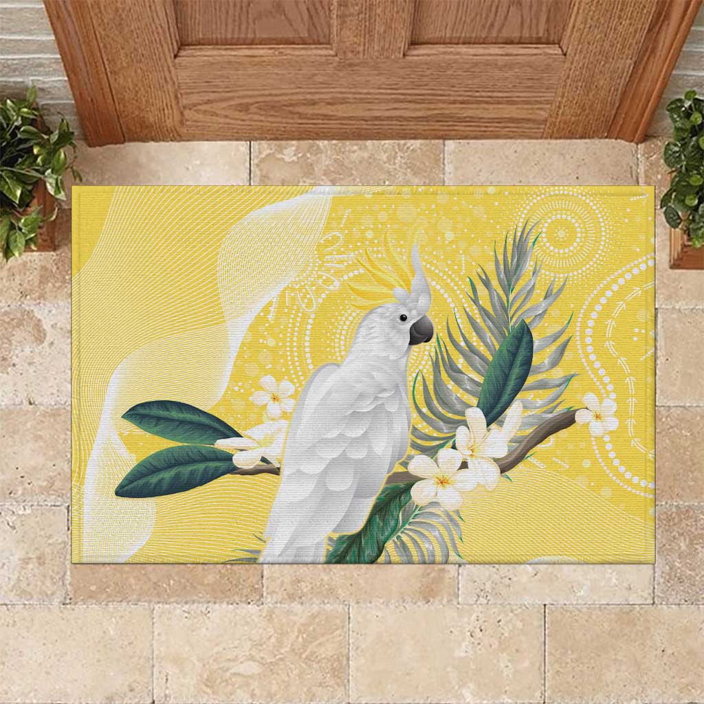Australia Cacatua Galerita Rubber Doormat Sulphur-Crested Cockatoo - Aboriginal Art