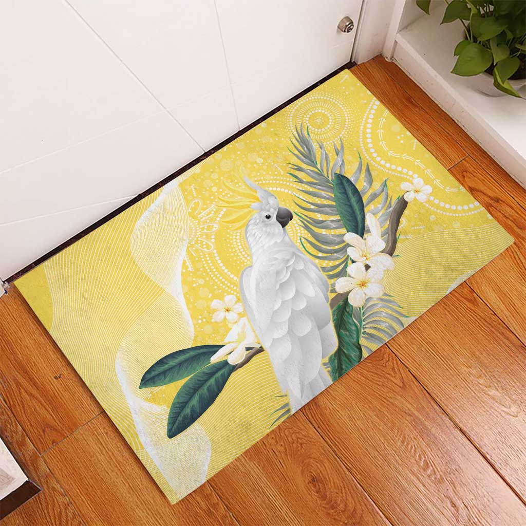 Australia Cacatua Galerita Rubber Doormat Sulphur-Crested Cockatoo - Aboriginal Art