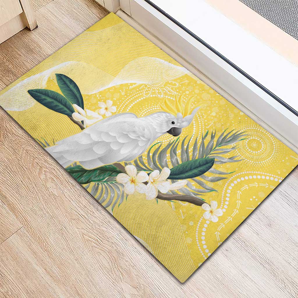 Australia Cacatua Galerita Rubber Doormat Sulphur-Crested Cockatoo - Aboriginal Art