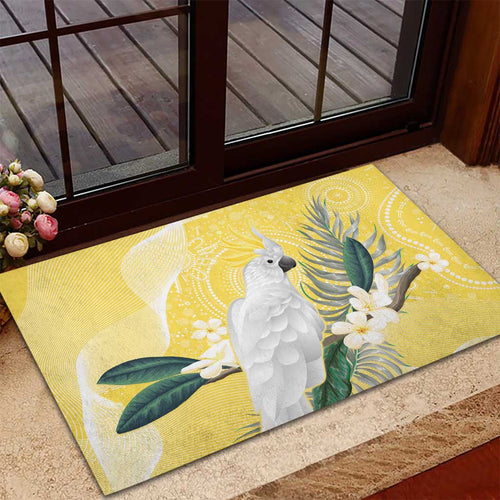 Australia Cacatua Galerita Rubber Doormat Sulphur-Crested Cockatoo - Aboriginal Art