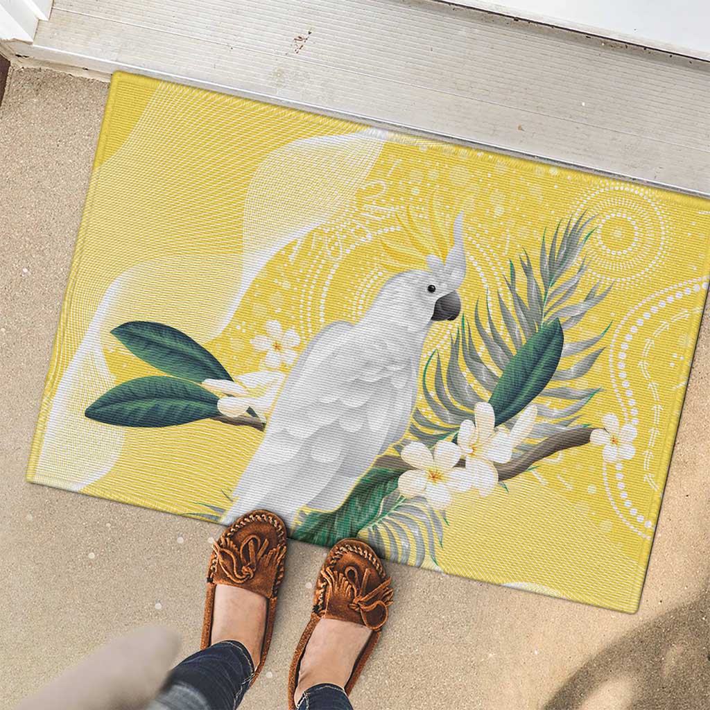 Australia Cacatua Galerita Rubber Doormat Sulphur-Crested Cockatoo - Aboriginal Art