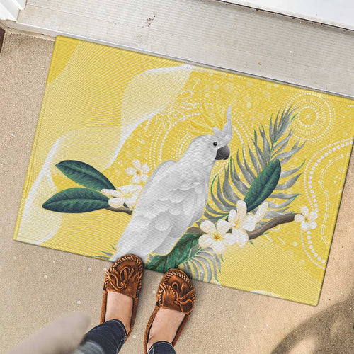 Australia Cacatua Galerita Rubber Doormat Sulphur-Crested Cockatoo - Aboriginal Art