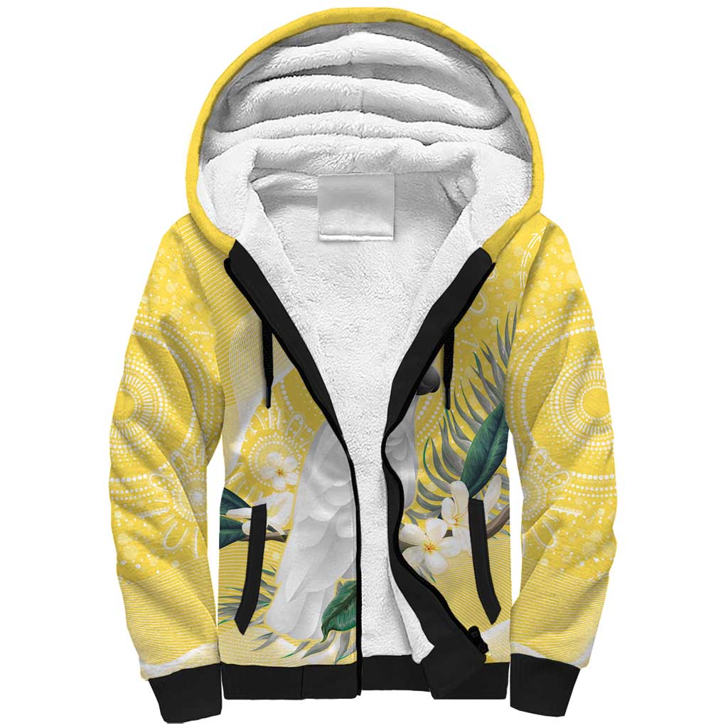 Australia Cacatua Galerita Sherpa Hoodie Sulphur-Crested Cockatoo - Aboriginal Art