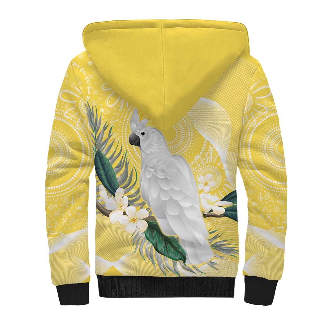 Australia Cacatua Galerita Sherpa Hoodie Sulphur-Crested Cockatoo - Aboriginal Art