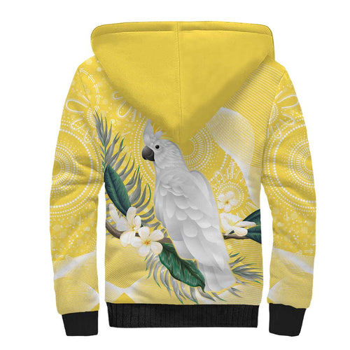 Australia Cacatua Galerita Sherpa Hoodie Sulphur-Crested Cockatoo - Aboriginal Art