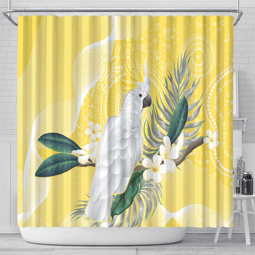 Australia Cacatua Galerita Shower Curtain Sulphur-Crested Cockatoo - Aboriginal Art