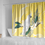 Australia Cacatua Galerita Shower Curtain Sulphur-Crested Cockatoo - Aboriginal Art