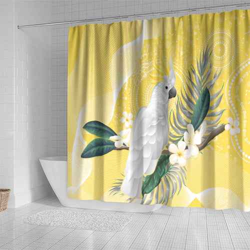 Australia Cacatua Galerita Shower Curtain Sulphur-Crested Cockatoo - Aboriginal Art