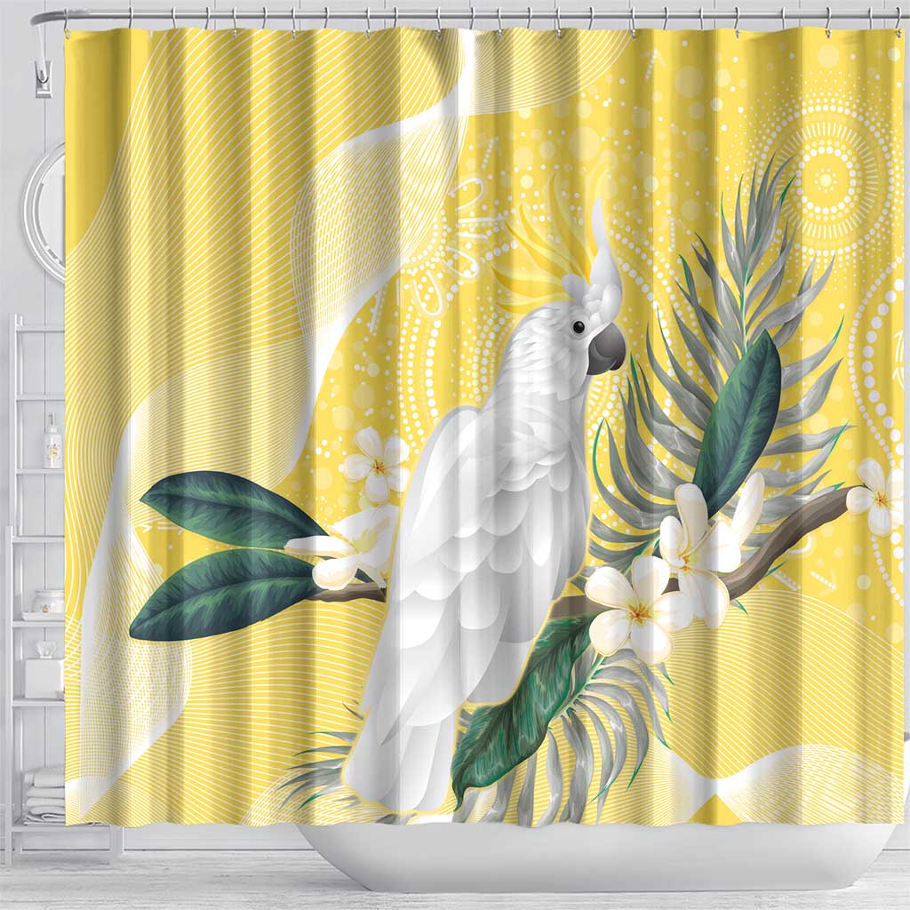 Australia Cacatua Galerita Shower Curtain Sulphur-Crested Cockatoo - Aboriginal Art