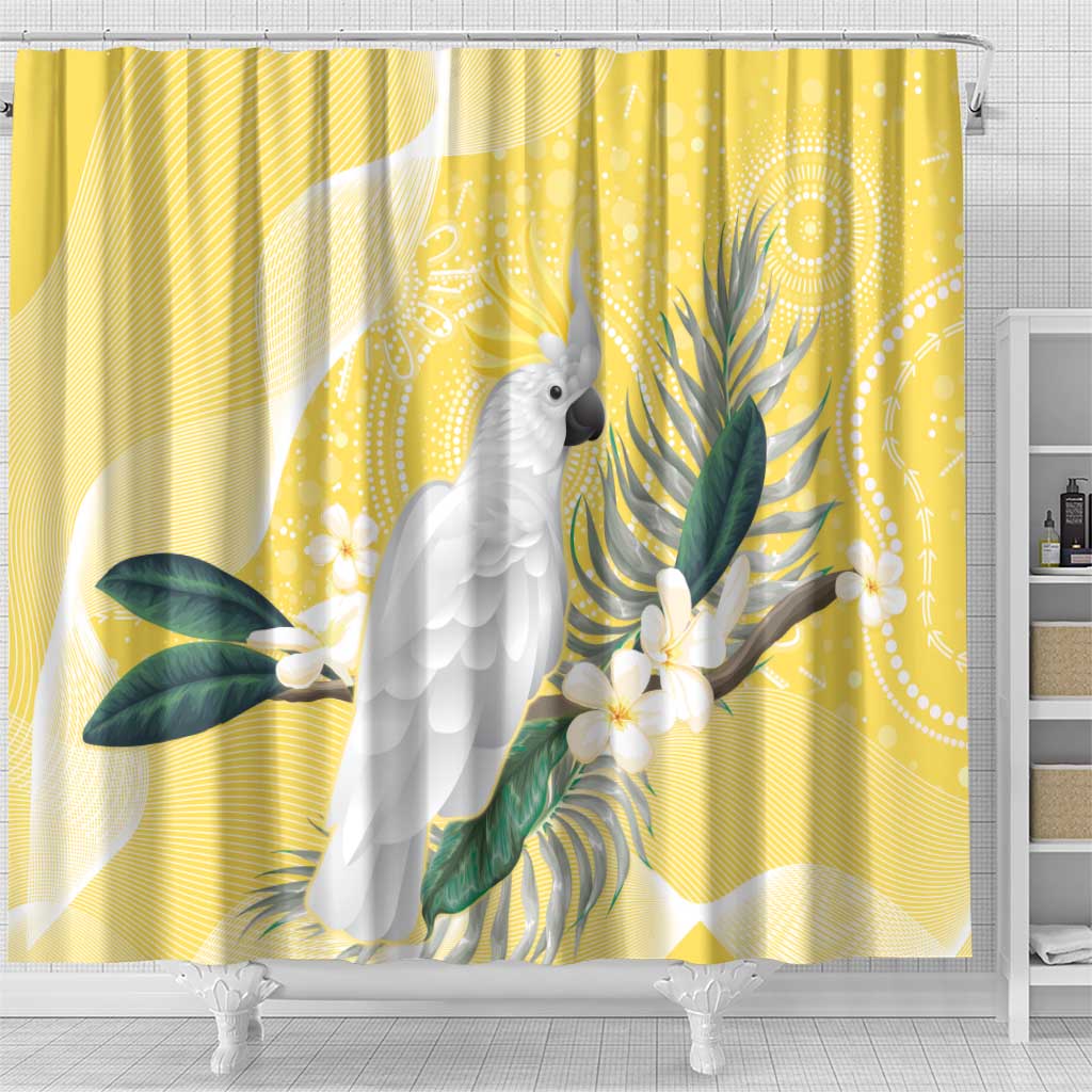 Australia Cacatua Galerita Shower Curtain Sulphur-Crested Cockatoo - Aboriginal Art