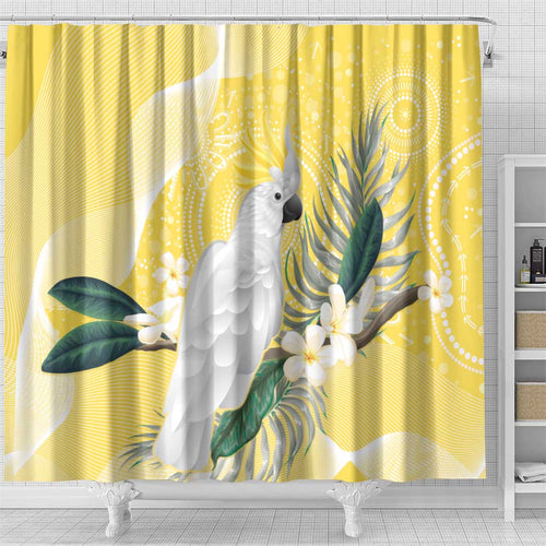 Australia Cacatua Galerita Shower Curtain Sulphur-Crested Cockatoo - Aboriginal Art