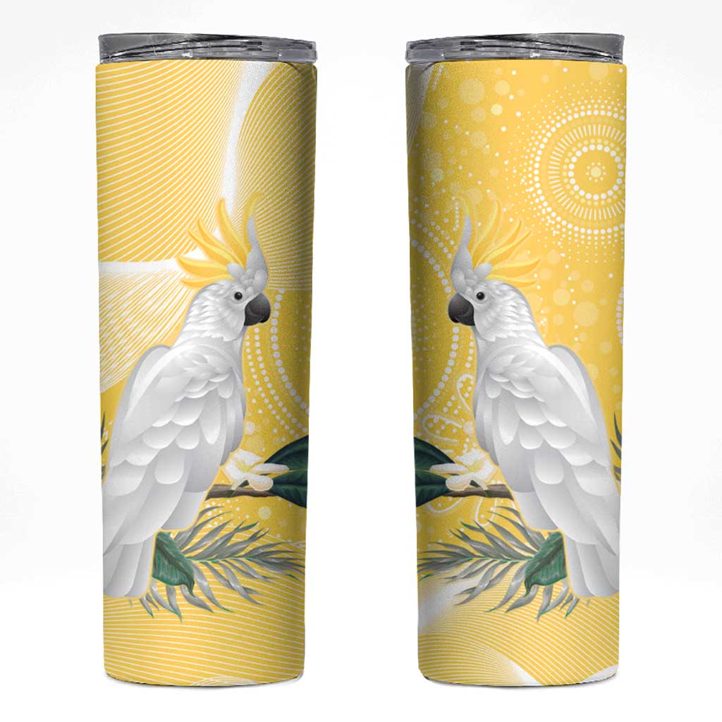 Australia Cacatua Galerita Skinny Tumbler Sulphur-Crested Cockatoo - Aboriginal Art
