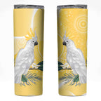 Australia Cacatua Galerita Skinny Tumbler Sulphur-Crested Cockatoo - Aboriginal Art