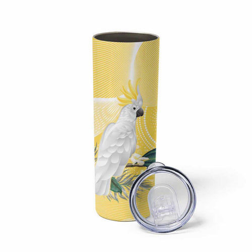 Australia Cacatua Galerita Skinny Tumbler Sulphur-Crested Cockatoo - Aboriginal Art
