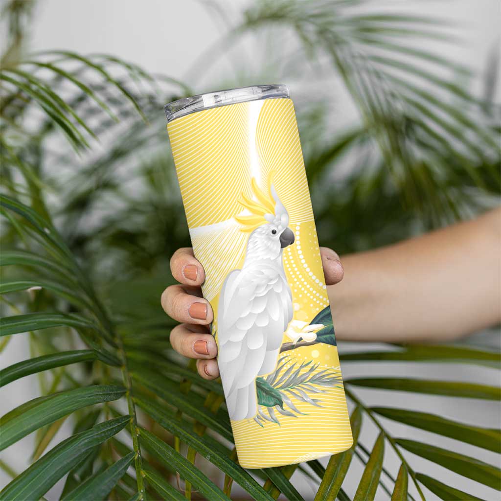Australia Cacatua Galerita Skinny Tumbler Sulphur-Crested Cockatoo - Aboriginal Art