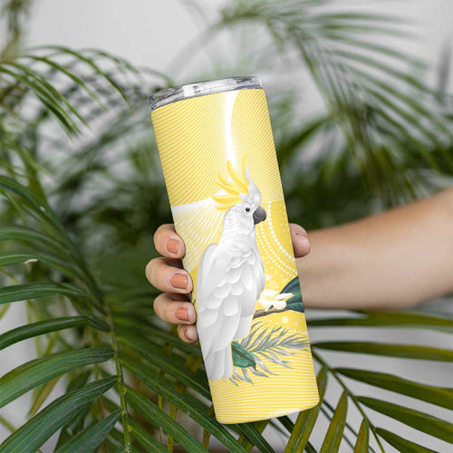Australia Cacatua Galerita Skinny Tumbler Sulphur-Crested Cockatoo - Aboriginal Art