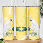 Australia Cacatua Galerita Skinny Tumbler Sulphur-Crested Cockatoo - Aboriginal Art