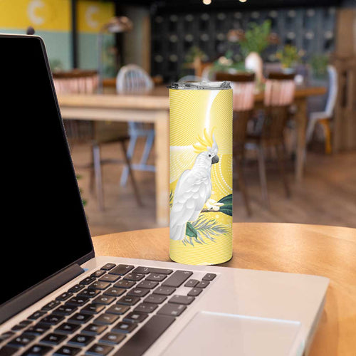 Australia Cacatua Galerita Skinny Tumbler Sulphur-Crested Cockatoo - Aboriginal Art