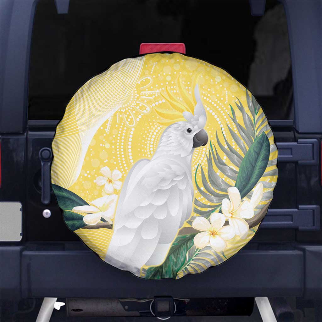 Australia Cacatua Galerita Spare Tire Cover Sulphur-Crested Cockatoo - Aboriginal Art