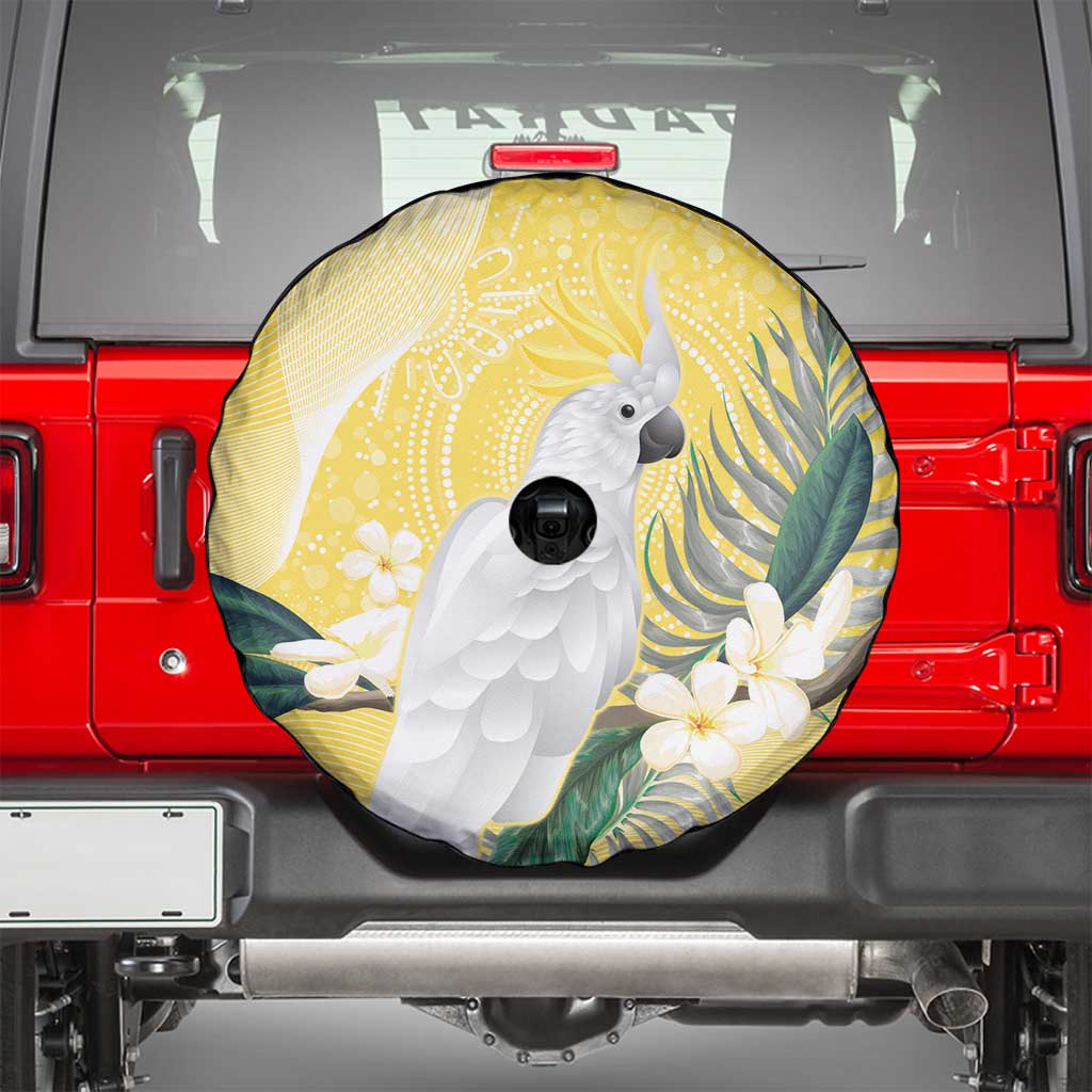 Australia Cacatua Galerita Spare Tire Cover Sulphur-Crested Cockatoo - Aboriginal Art