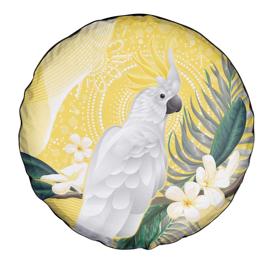 Australia Cacatua Galerita Spare Tire Cover Sulphur-Crested Cockatoo - Aboriginal Art