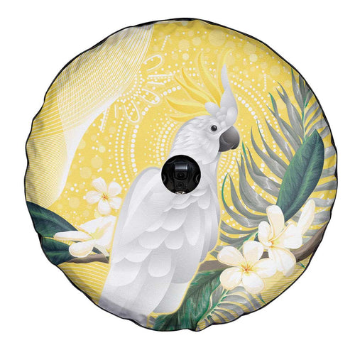 Australia Cacatua Galerita Spare Tire Cover Sulphur-Crested Cockatoo - Aboriginal Art