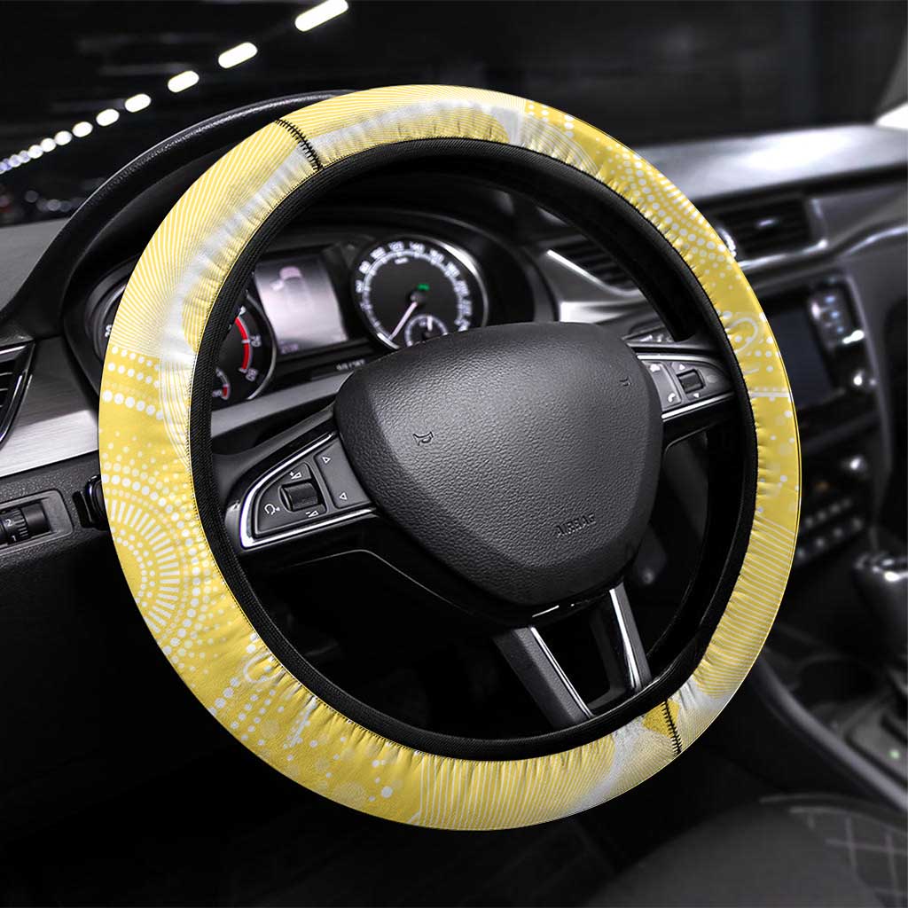 Australia Cacatua Galerita Steering Wheel Cover Sulphur-Crested Cockatoo - Aboriginal Art