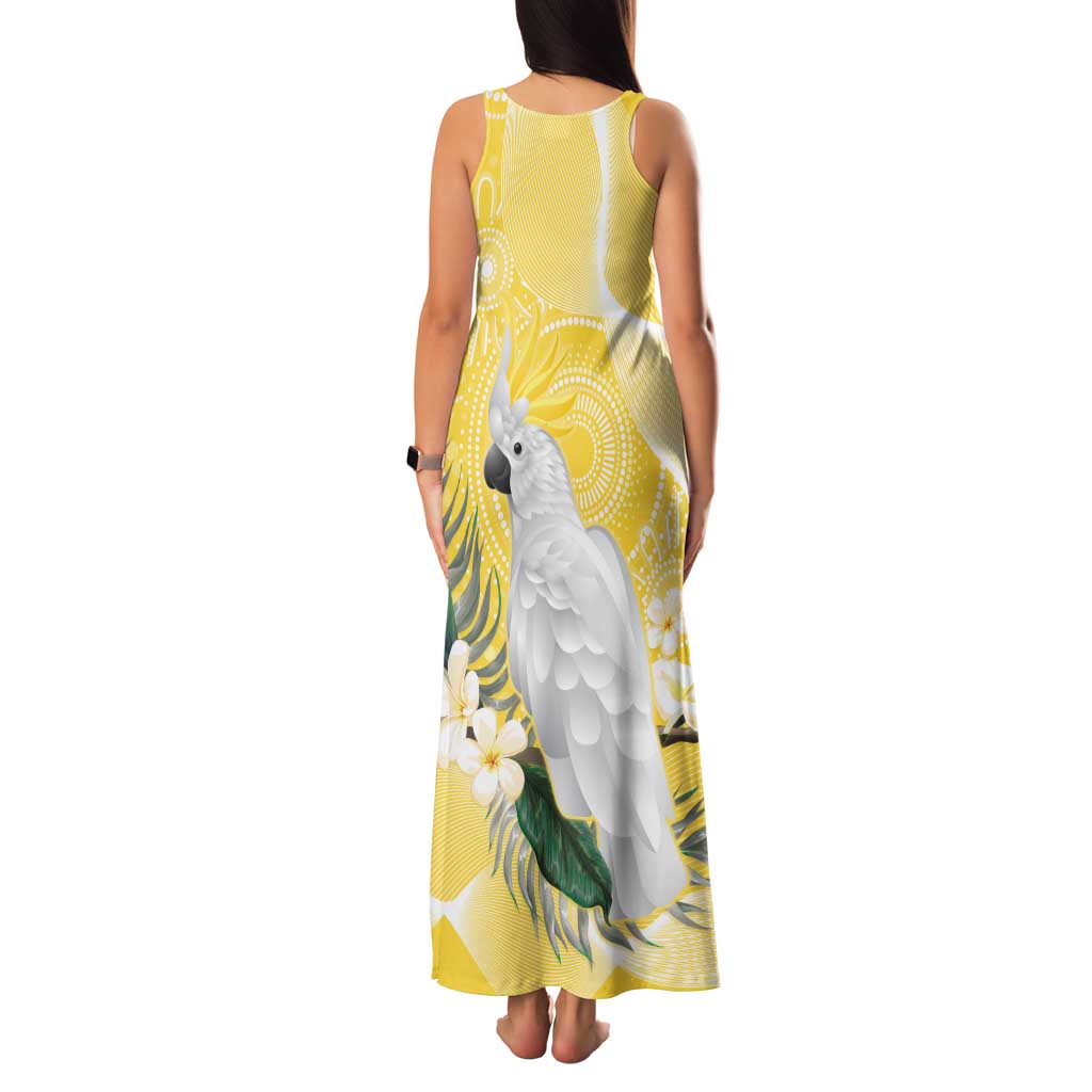 Australia Cacatua Galerita Tank Maxi Dress Sulphur-Crested Cockatoo - Aboriginal Art