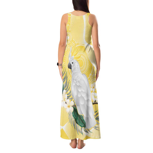 Australia Cacatua Galerita Tank Maxi Dress Sulphur-Crested Cockatoo - Aboriginal Art