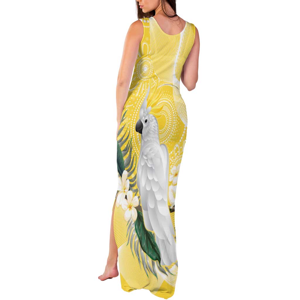 Australia Cacatua Galerita Tank Maxi Dress Sulphur-Crested Cockatoo - Aboriginal Art