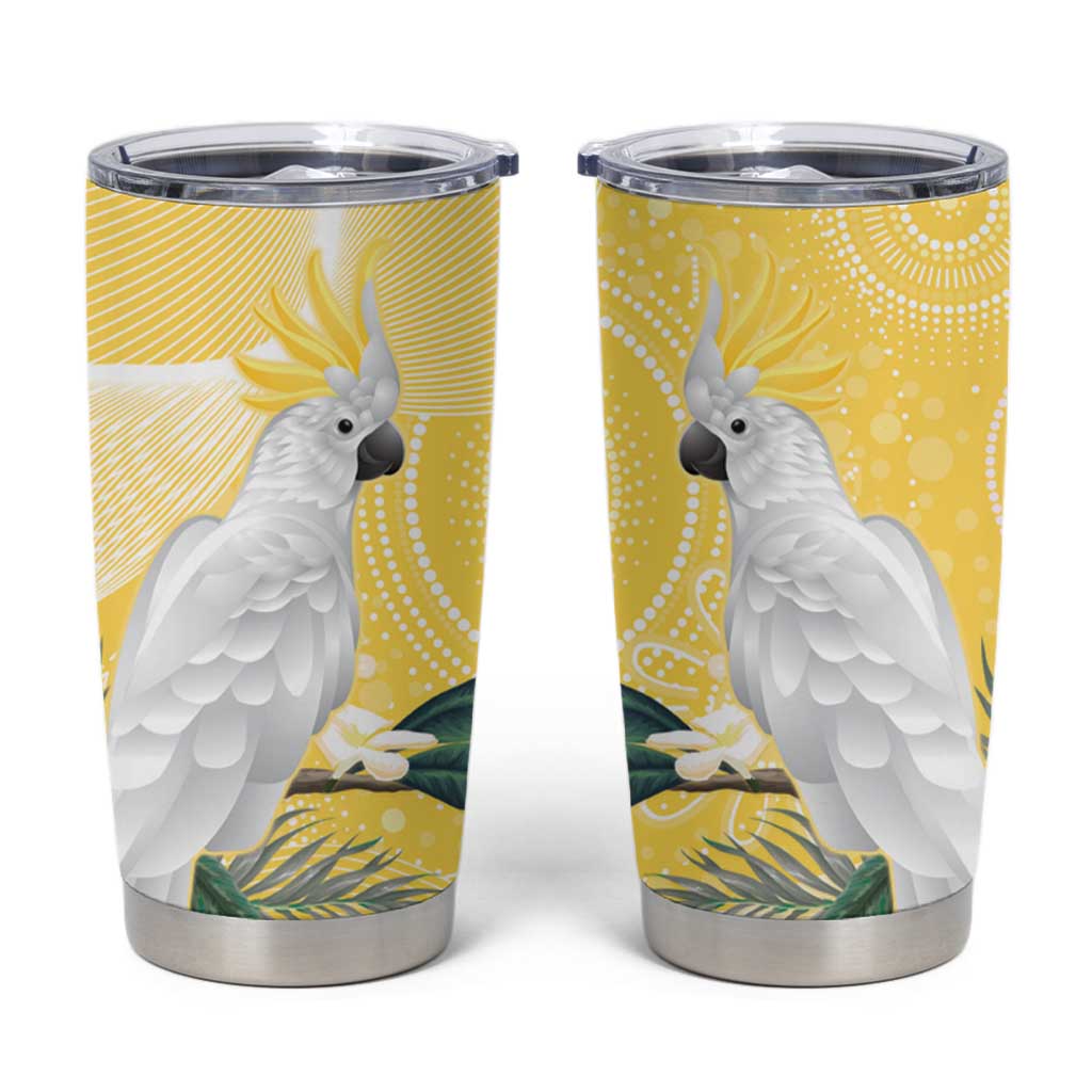 Australia Cacatua Galerita Tumbler Cup Sulphur-Crested Cockatoo - Aboriginal Art