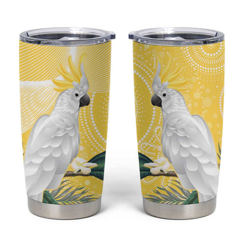 Australia Cacatua Galerita Tumbler Cup Sulphur-Crested Cockatoo - Aboriginal Art