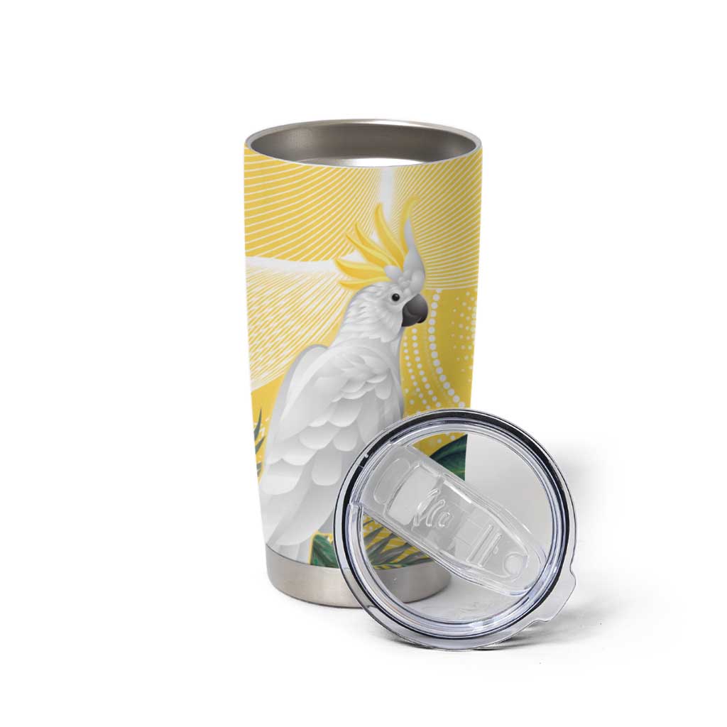 Australia Cacatua Galerita Tumbler Cup Sulphur-Crested Cockatoo - Aboriginal Art