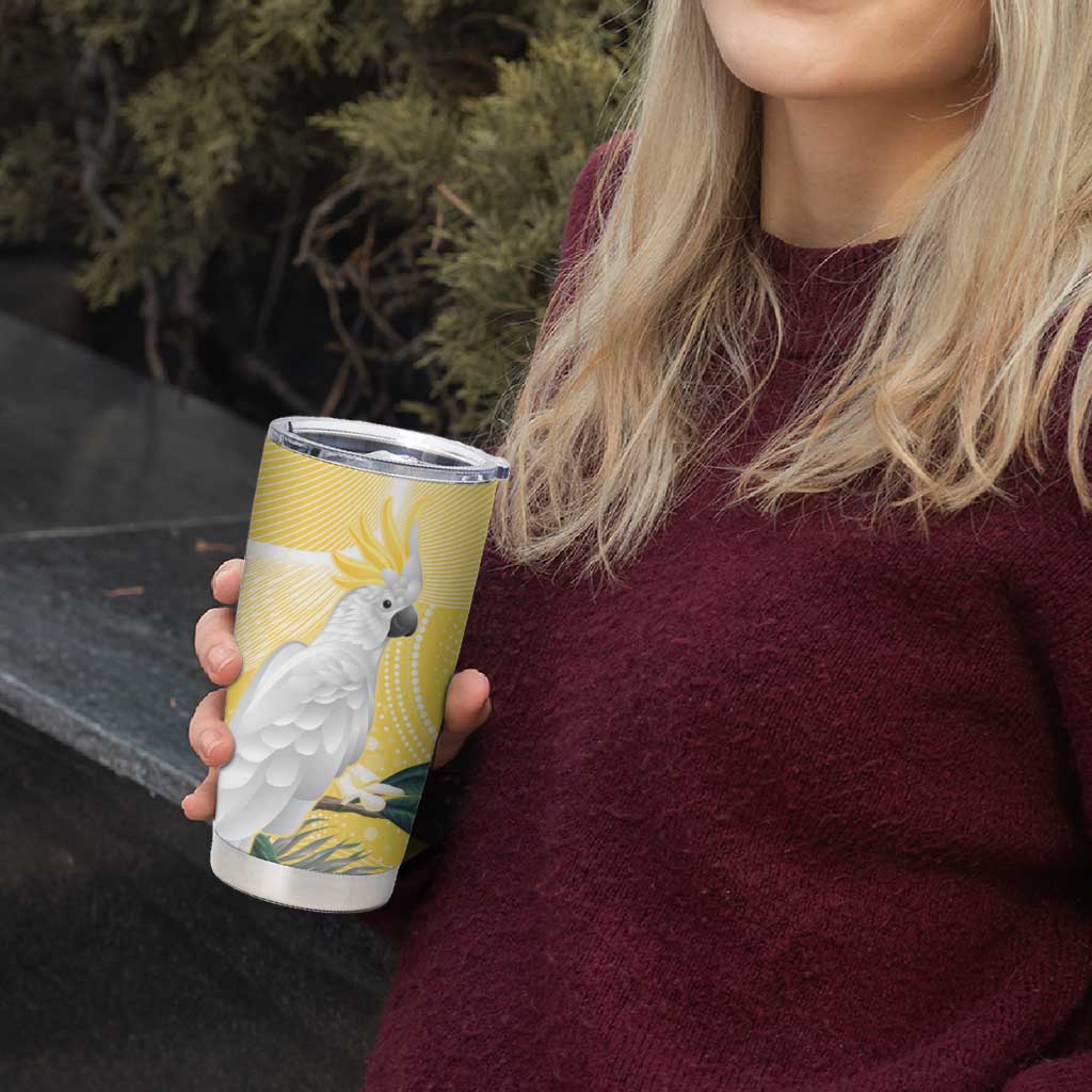 Australia Cacatua Galerita Tumbler Cup Sulphur-Crested Cockatoo - Aboriginal Art