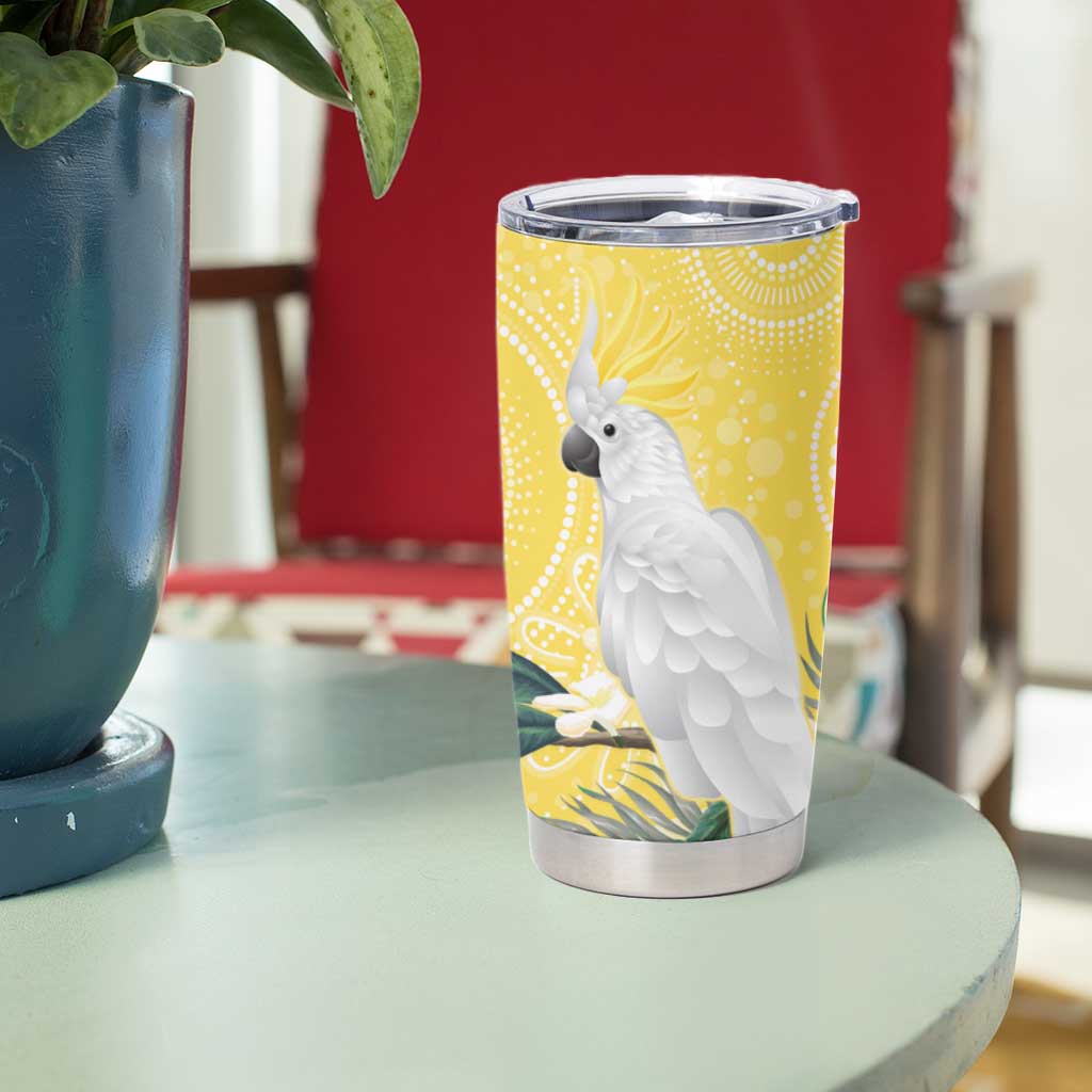 Australia Cacatua Galerita Tumbler Cup Sulphur-Crested Cockatoo - Aboriginal Art