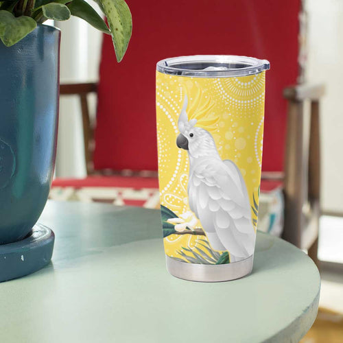 Australia Cacatua Galerita Tumbler Cup Sulphur-Crested Cockatoo - Aboriginal Art