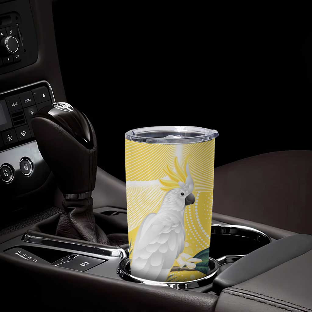 Australia Cacatua Galerita Tumbler Cup Sulphur-Crested Cockatoo - Aboriginal Art
